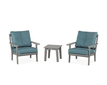 POLYWOOD® Mission 3-Piece Deep Seating Set in Slate Grey / Ocean Teal
