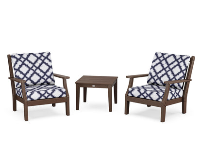 Country Living Wovendale 3-Piece Deep Seating Set in Mahogany / Trellis Navy