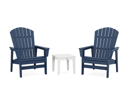 POLYWOOD® 3-Piece Nautical Grand Upright Adirondack Set in Navy / White