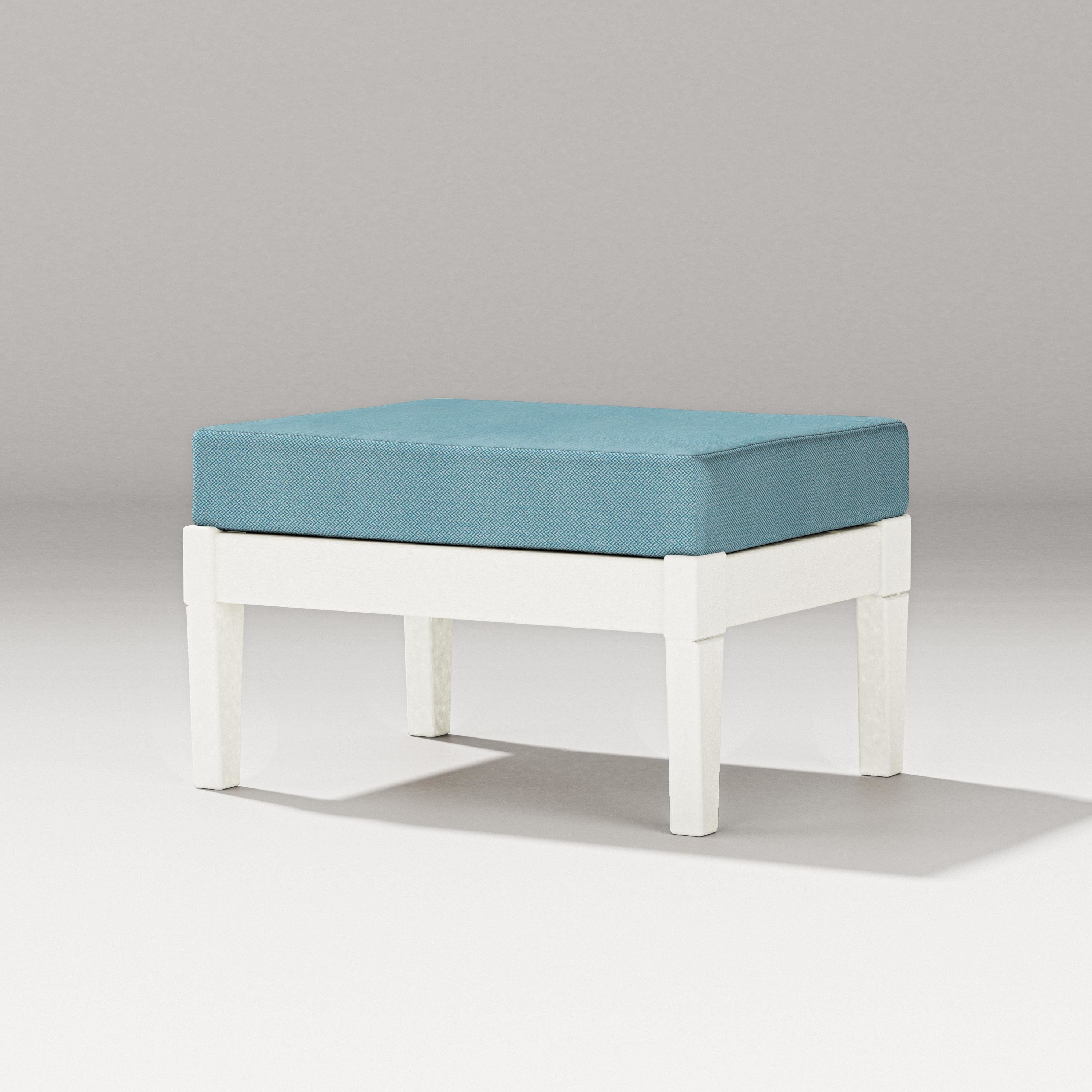 PW Designer Series Estate Lounge Ottoman in Vintage White / Lattice Sky Blue