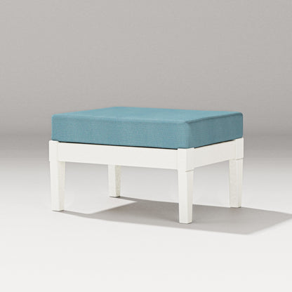 PW Designer Series Estate Lounge Ottoman in Vintage White / Lattice Sky Blue
