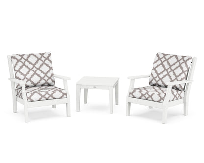 Country Living Wovendale 3-Piece Deep Seating Set in White / Trellis Grey Mist