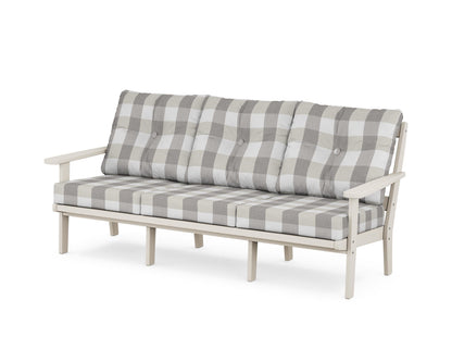 POLYWOOD® Mission Deep Seating Sofa in Sand / Buffalo Plaid Grey Mist