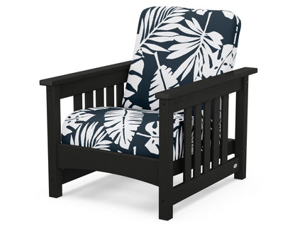 POLYWOOD® Club Mission Chair in Black / Leaf Marine Indigo