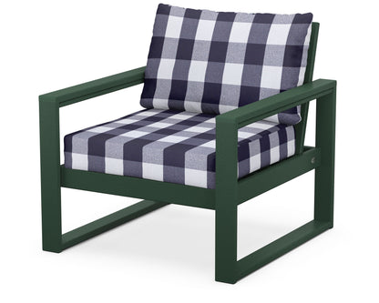 POLYWOOD® EDGE Club Chair in Green / Buffalo Plaid Navy
