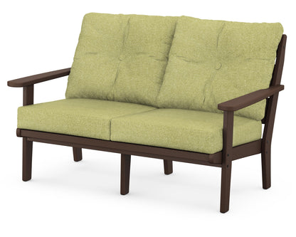 POLYWOOD® Lakeside Deep Seating Loveseat in Mahogany / Chartreuse Boucle