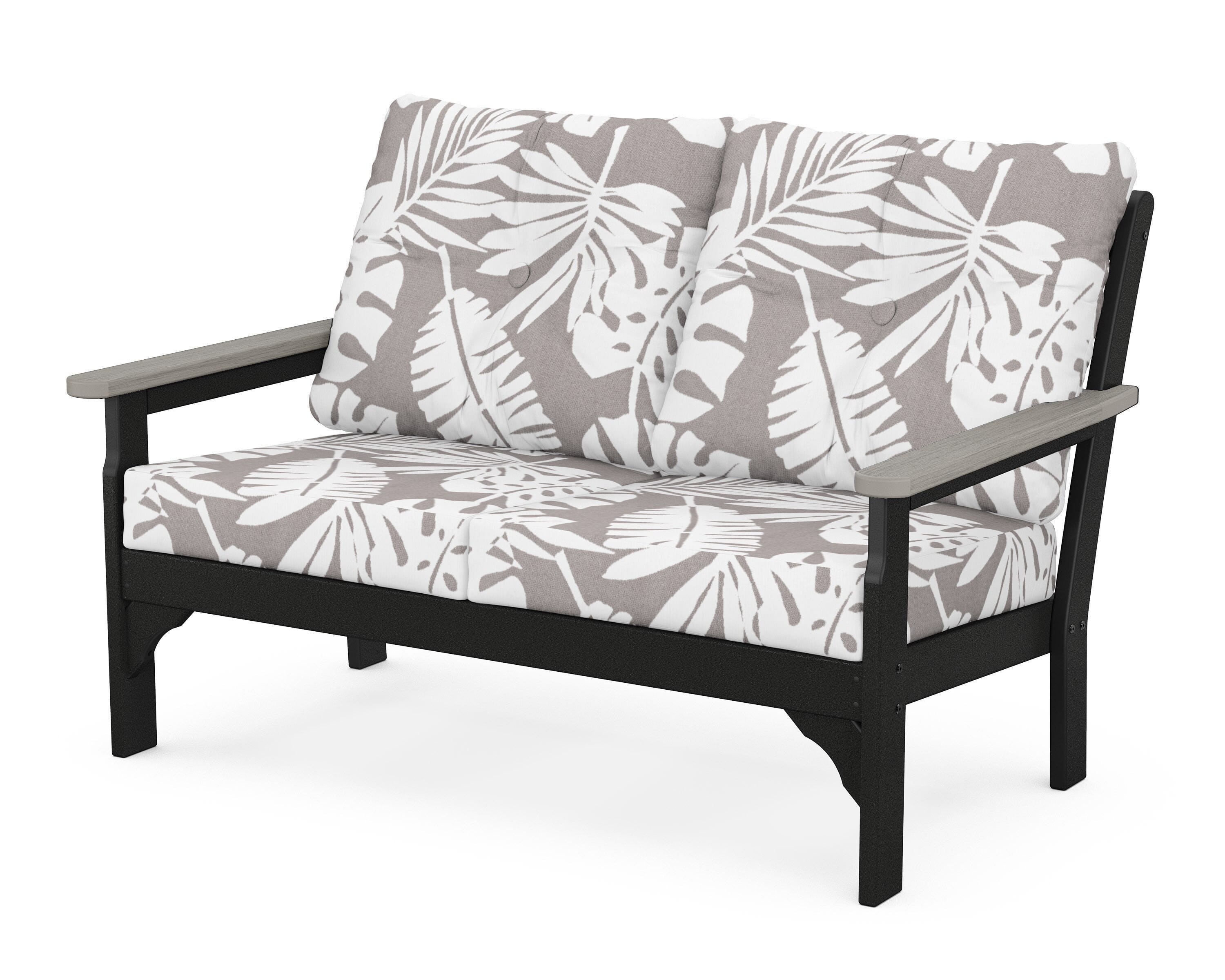 POLYWOOD® Vineyard Deep Seating Loveseat in Black / Driftwood / Leaf Grey Mist
