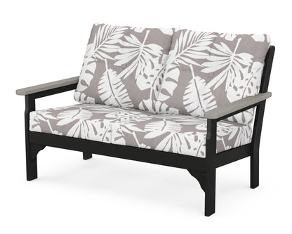 POLYWOOD® Vineyard Deep Seating Loveseat in Black / Driftwood / Leaf Grey Mist