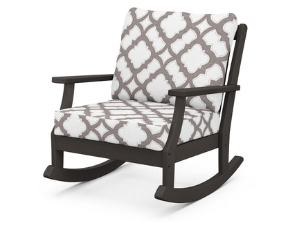 POLYWOOD® Braxton Deep Seating Rocking Chair in Vintage Coffee / Trellis Grey Mist