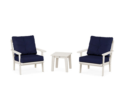 POLYWOOD® Mission 3-Piece Deep Seating Set in Sand / Navy