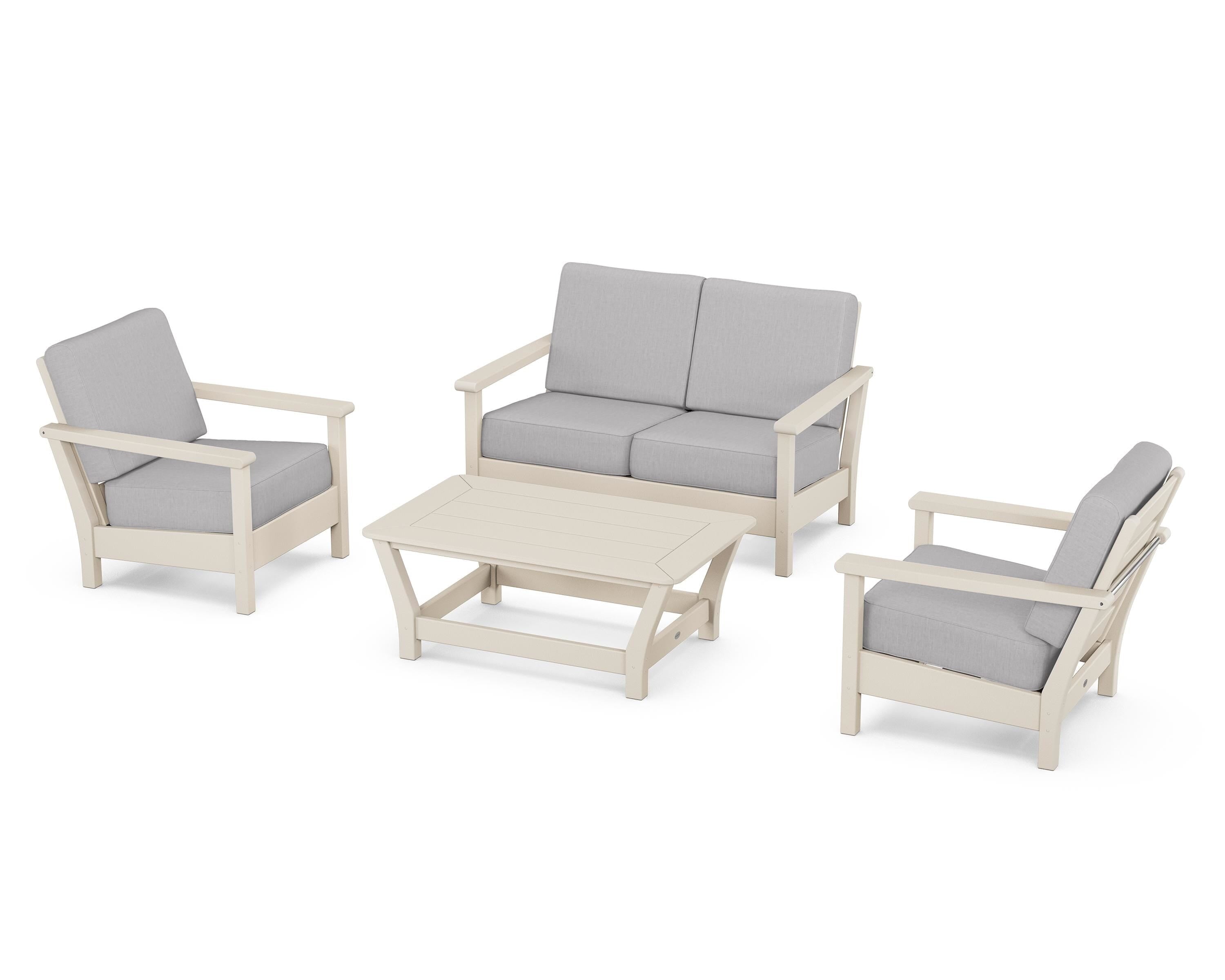 POLYWOOD® Harbour 4-Piece Deep Seating Set in Sand / Granite