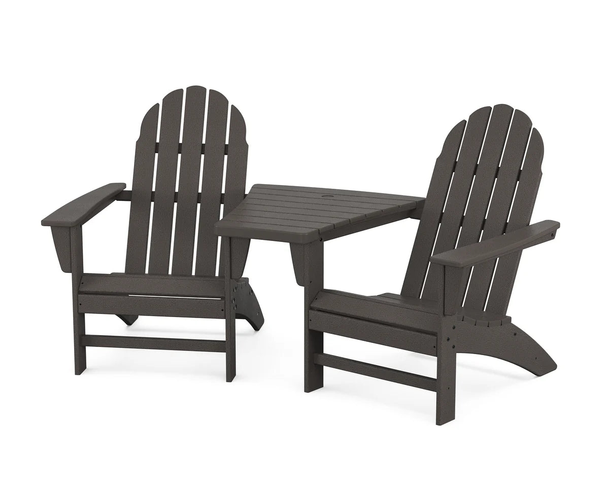 Vineyard 3-Piece Adirondack Set with Angled Connecting Table