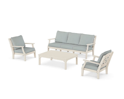 Martha Stewart by POLYWOOD® Chinoiserie 4-Piece Deep Seating Set with Sofa in Sand / Spa