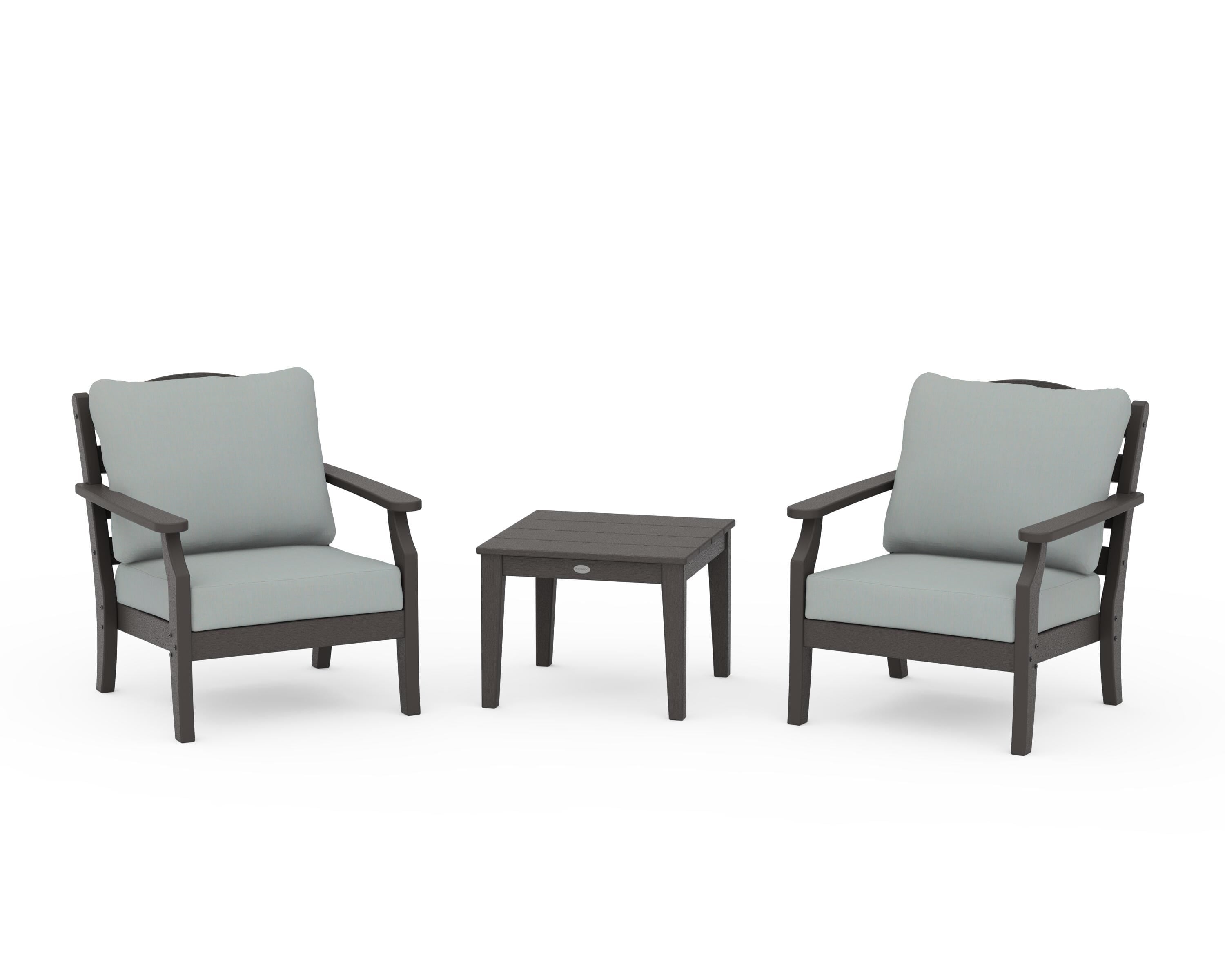 Draper James™ by  POLYWOOD® Savannah 3-Piece Deep Seating Set in Vintage Coffee / Spa