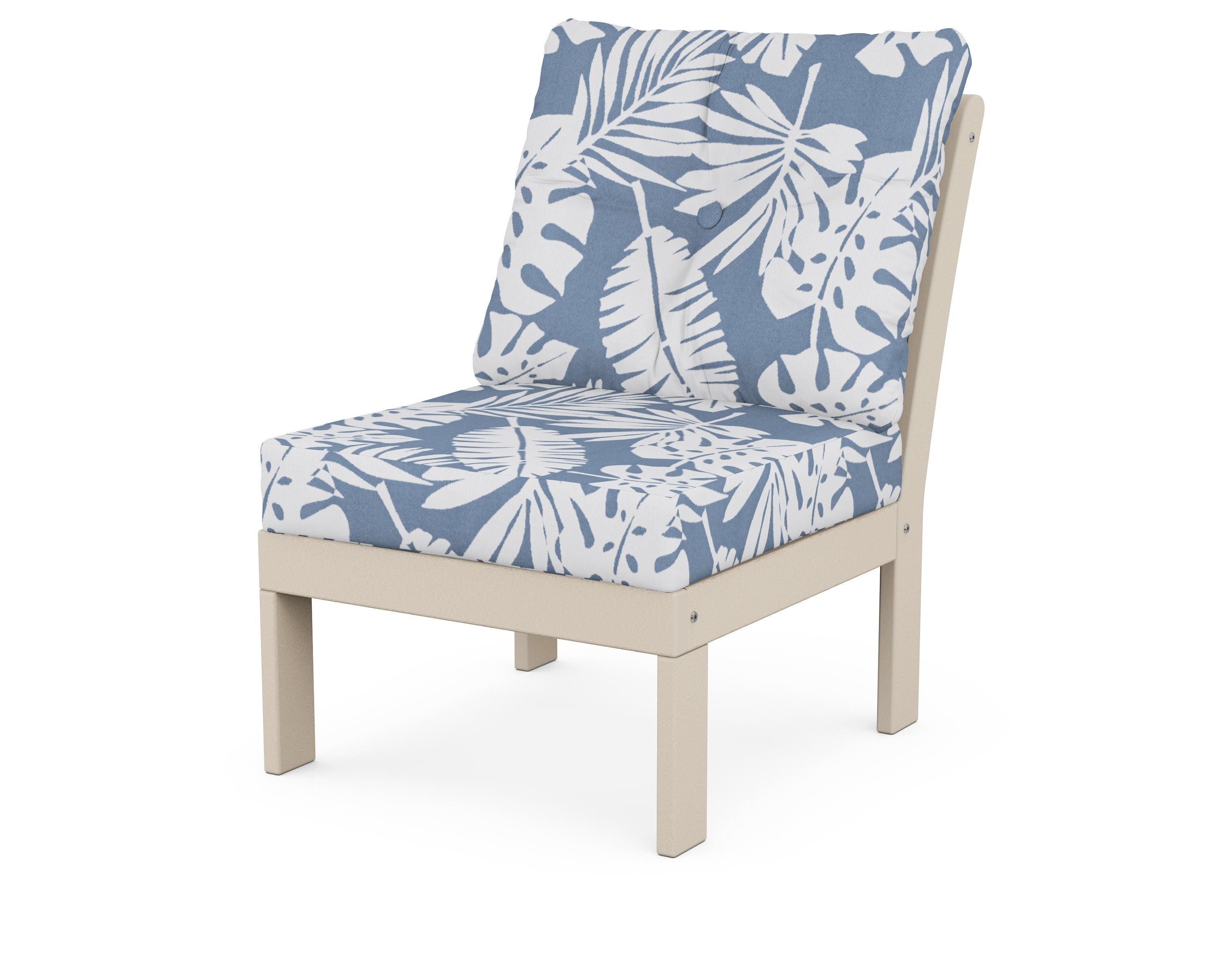 POLYWOOD® Vineyard Modular Armless Chair in Sand / Leaf Sky Blue