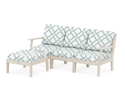 POLYWOOD® Braxton Modular 4-Piece Deep Seating Set with Ottoman in Sand / Trellis Glacier Spa