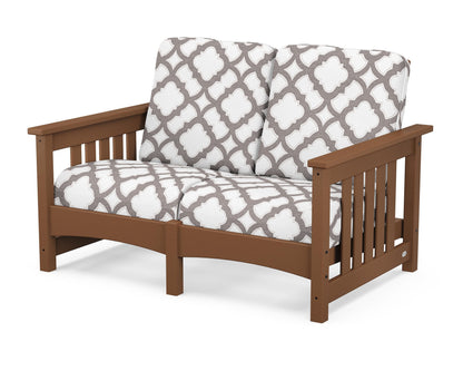 POLYWOOD® Club Mission Loveseat in Teak / Trellis Grey Mist