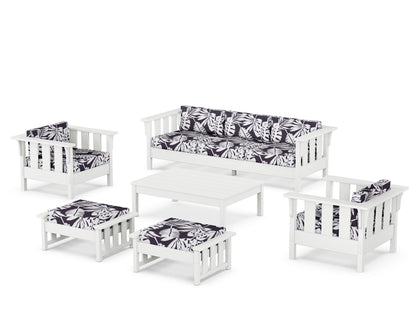 Martha Stewart by POLYWOOD® Acadia 6-Piece Lounge Sofa Set in White / Leaf Navy