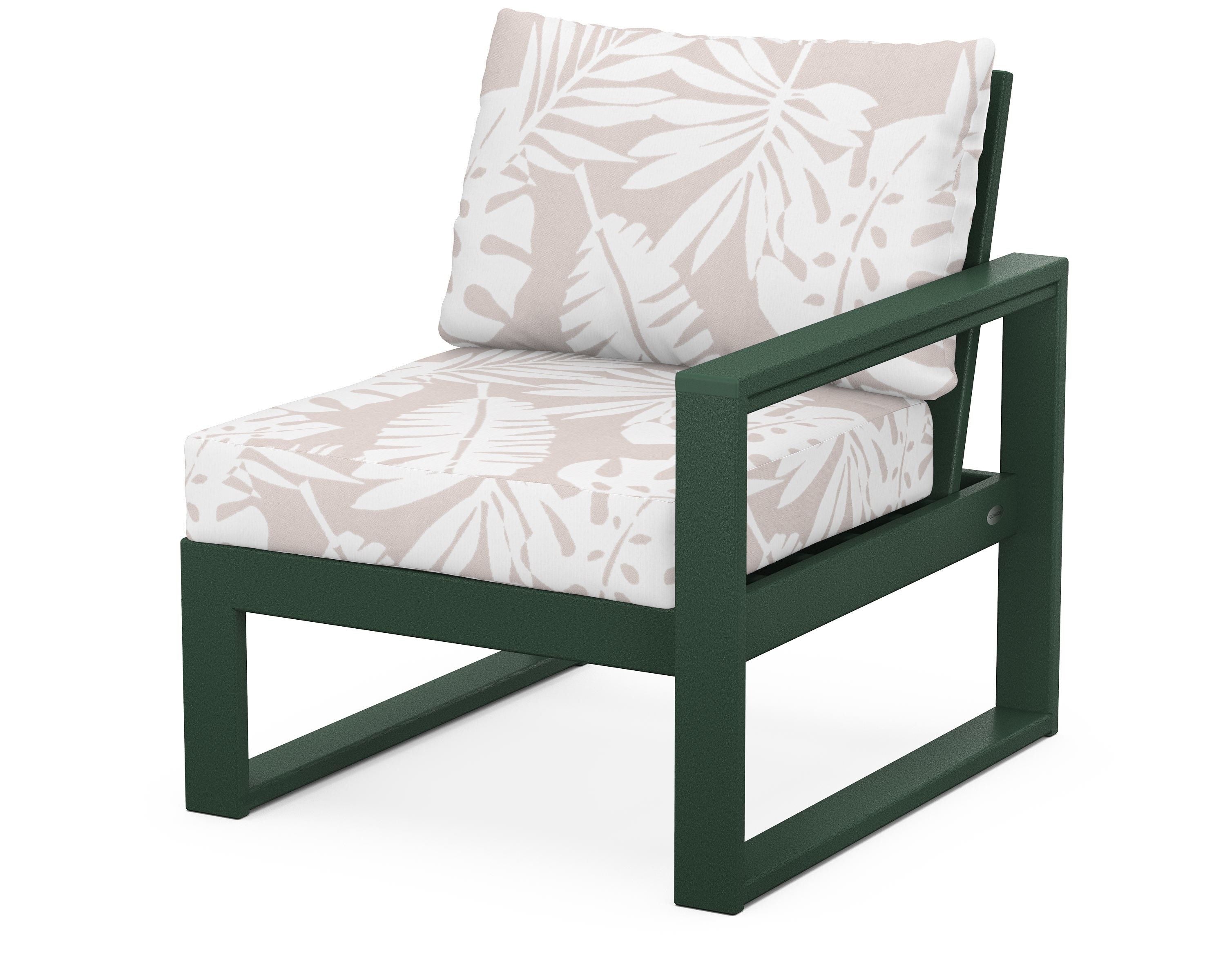 POLYWOOD® EDGE Modular Right Arm Chair in Green / Leaf Dune Burlap