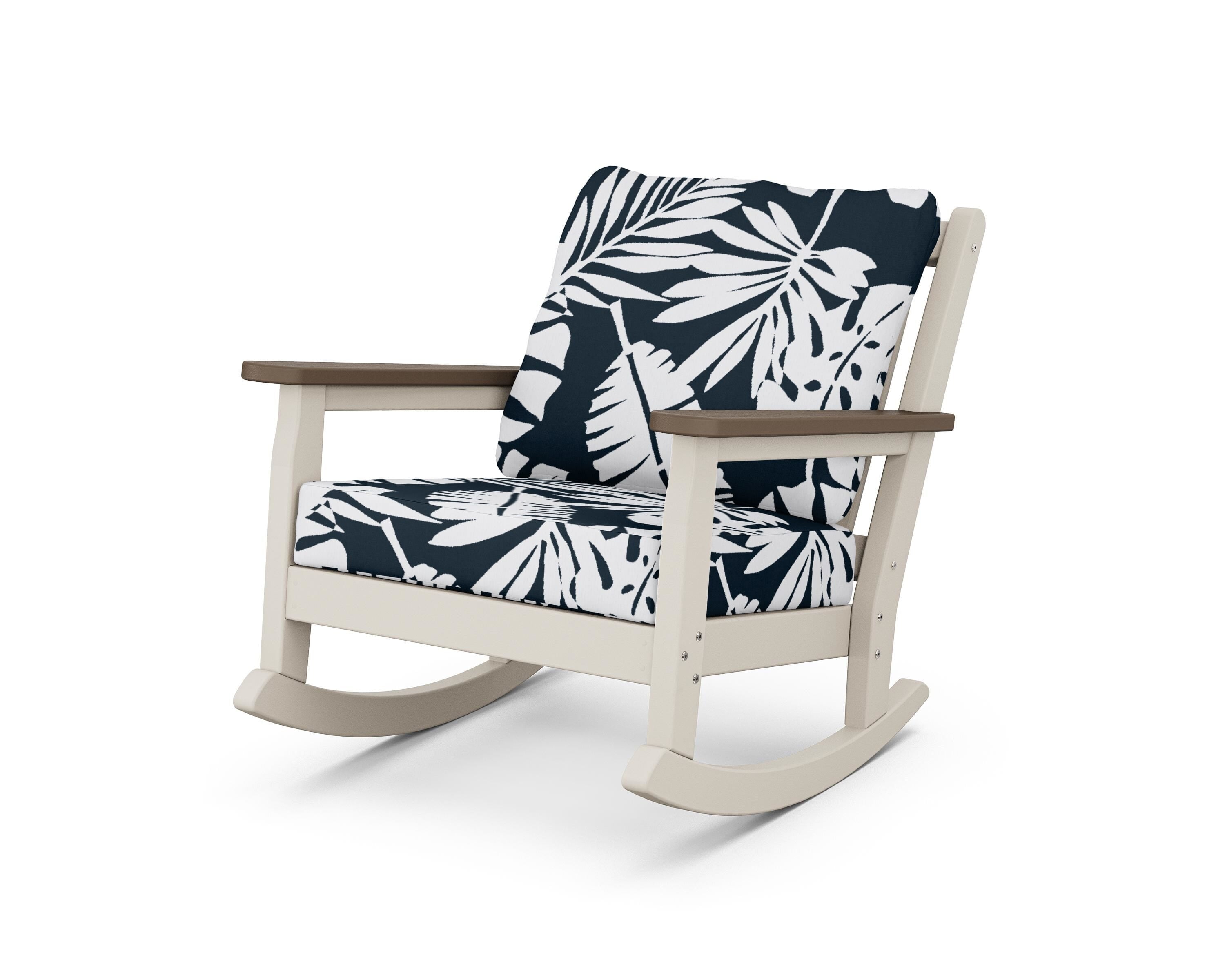 POLYWOOD® Chippendale Deep Seating Rocking Chair in Sand / Kona / Leaf Marine Indigo
