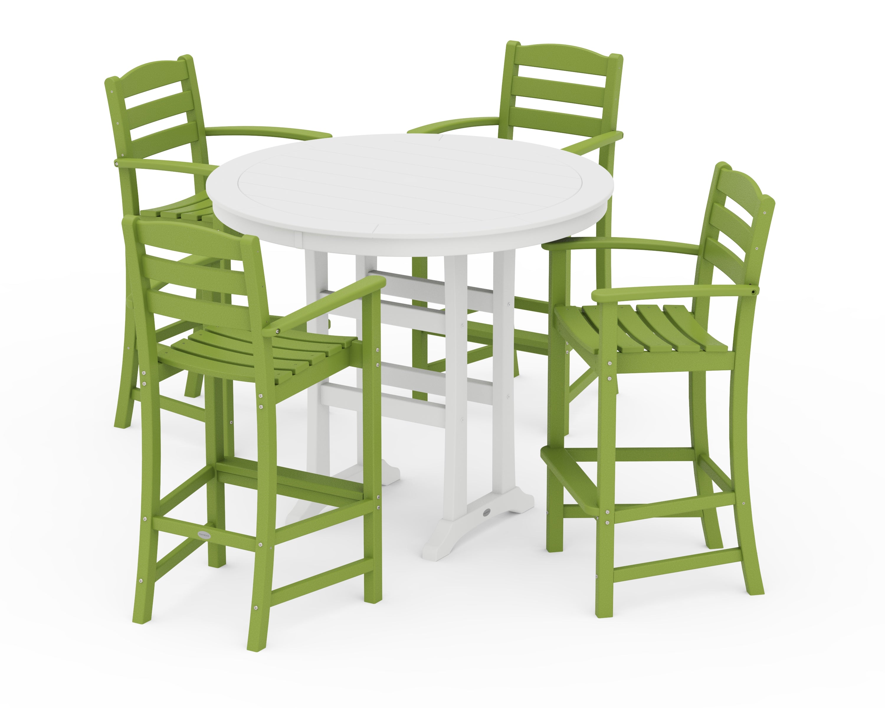 POLYWOOD® La Casa Café 5-Piece Bar Dining Set in Lime / White