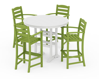 POLYWOOD® La Casa Café 5-Piece Bar Dining Set in Lime / White
