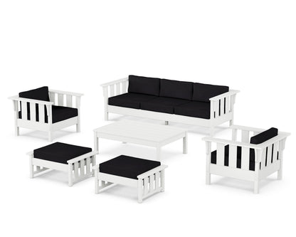Martha Stewart by POLYWOOD® Acadia 6-Piece Lounge Sofa Set in White / Midnight Linen