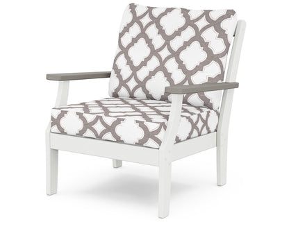 POLYWOOD® Braxton Deep Seating Chair in White / Driftwood / Trellis Grey Mist