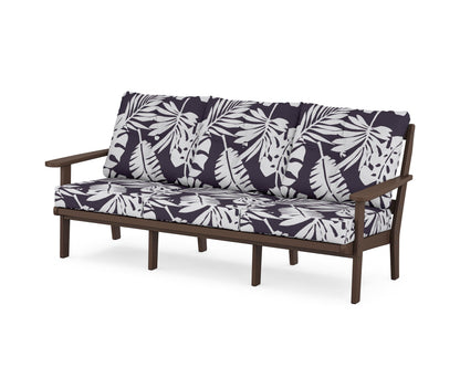 POLYWOOD® Mission Deep Seating Sofa in Mahogany / Leaf Navy