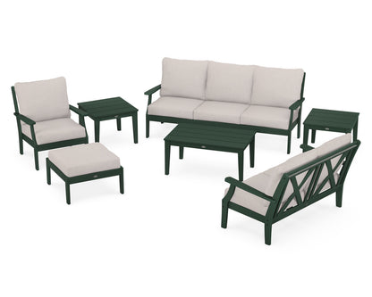 POLYWOOD® Braxton 7-Piece Deep Seating Set in Green / Dune Burlap
