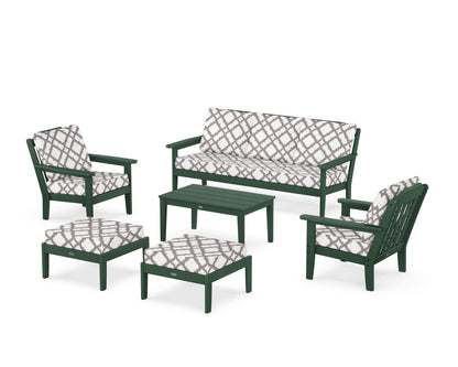 Country Living Cottage 6-Piece Lounge Sofa Set in Green / Trellis Grey Mist