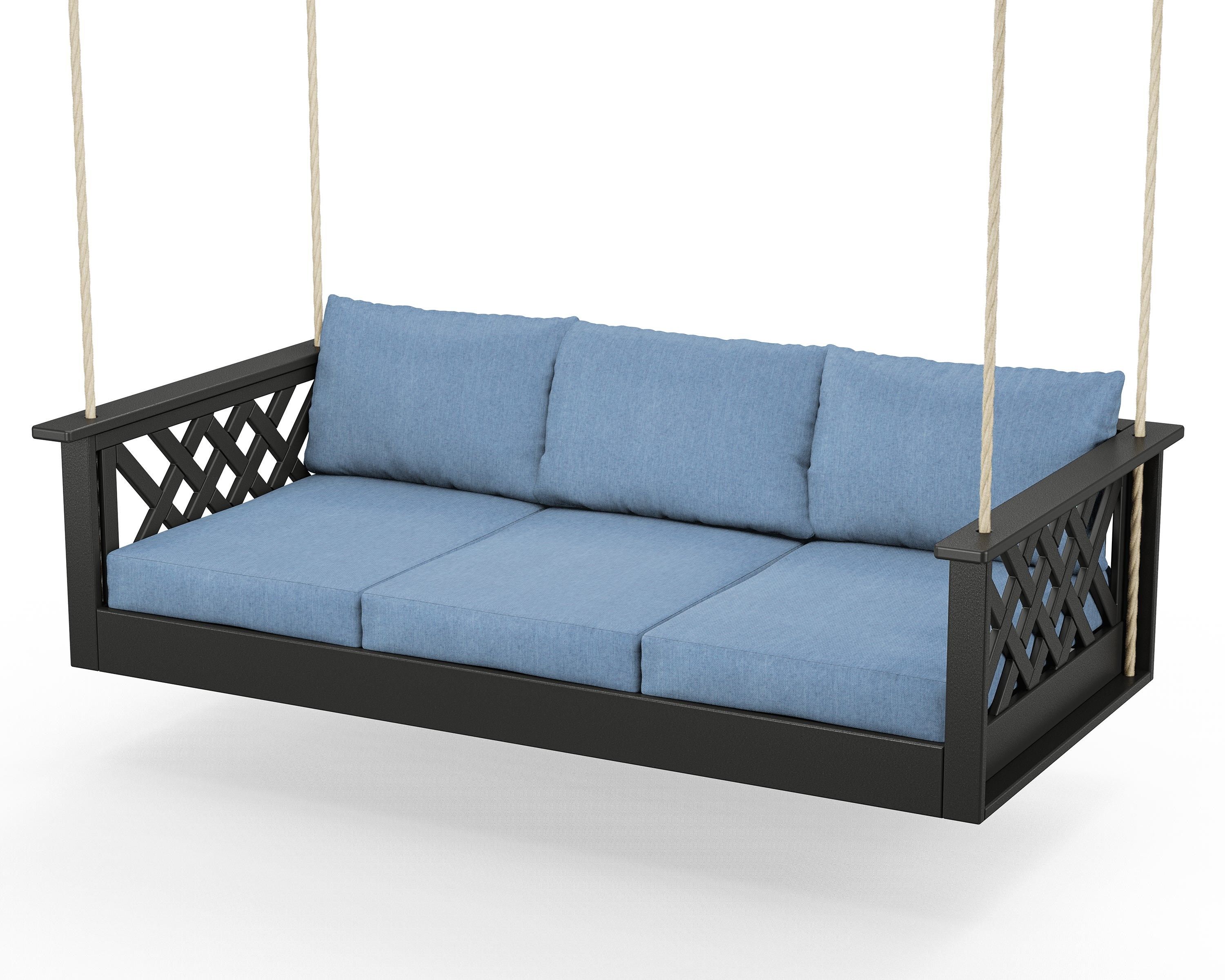 Country Living Wovendale Daybed Swing in Black / Sky Blue