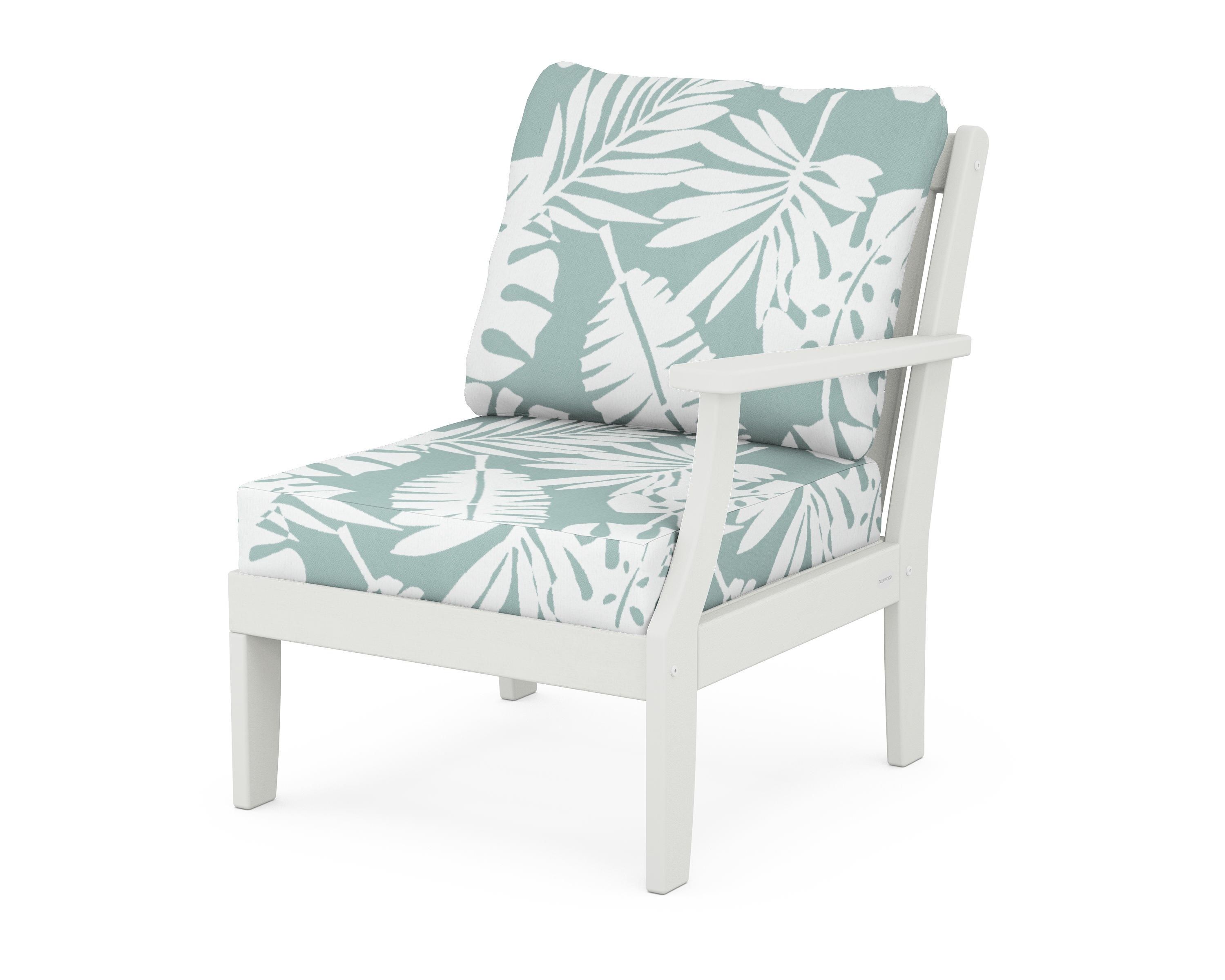 POLYWOOD® Braxton Modular Right Arm Chair in Vintage White / Leaf Glacier Spa