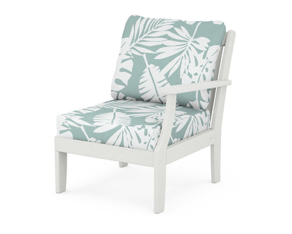 POLYWOOD® Braxton Modular Right Arm Chair in Vintage White / Leaf Glacier Spa