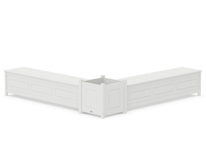 Country Living 72" Country Living L- Shaped Planter Storage Bench Set- Large in White