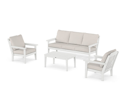 Country Living Cottage 4-Piece Deep Seating Set with Sofa in White / Cast Ash