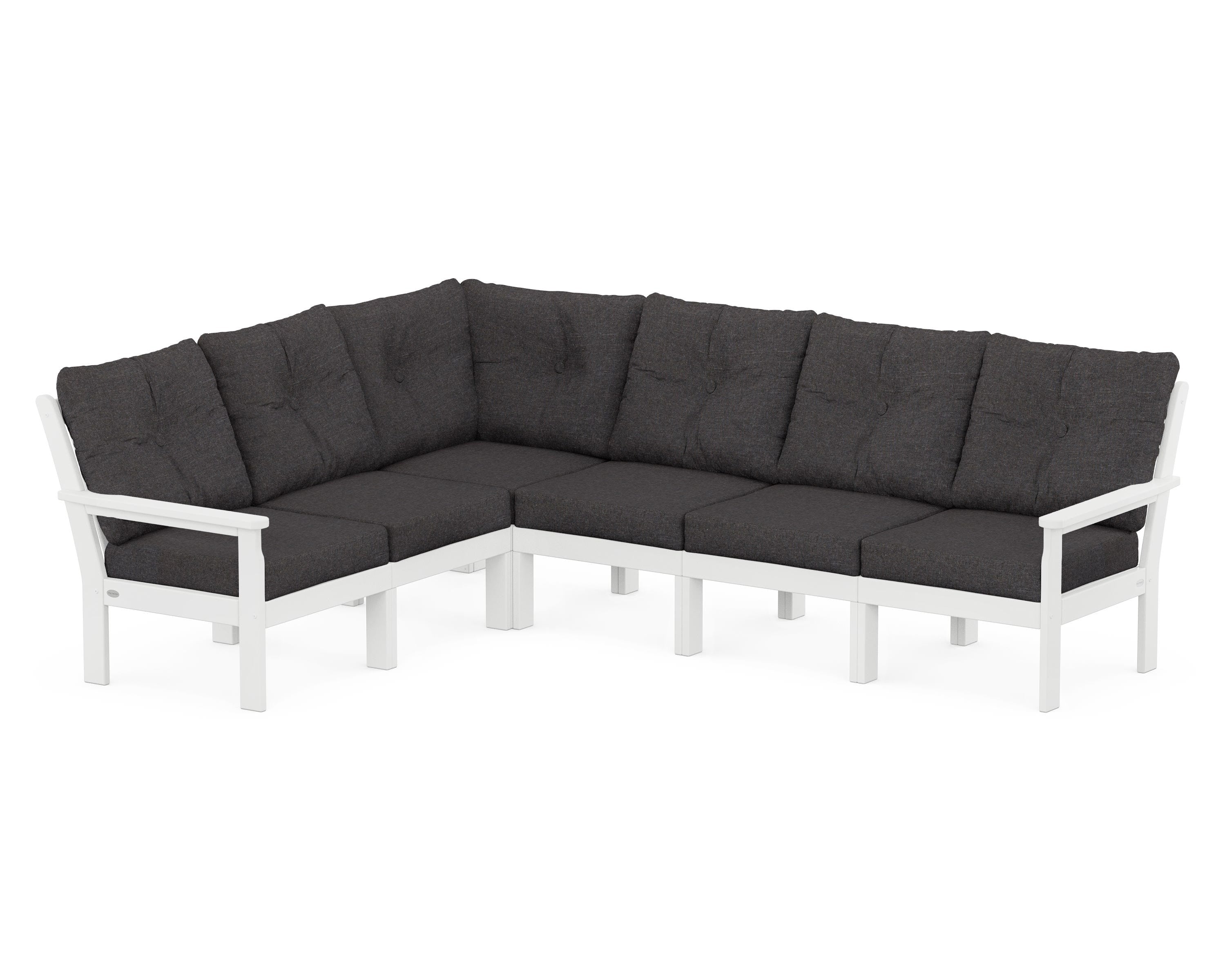 POLYWOOD® Vineyard 6-Piece Sectional in White / Ash Charcoal
