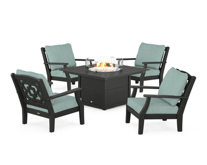 Chinoiserie 5-Piece Deep Seating Set with Fire Pit Table