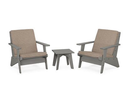 POLYWOOD® Riviera Modern Lounge 3-Piece Set in Slate Grey / Spiced Burlap