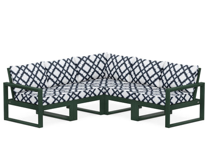 POLYWOOD® EDGE 5-Piece Modular Deep Seating Set in Green / Trellis Marine Indigo