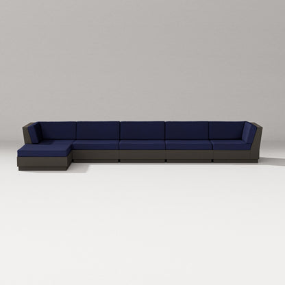 PW Designer Series Elevate 6-Piece Chaise Sectional in Vintage Coffee / Navy