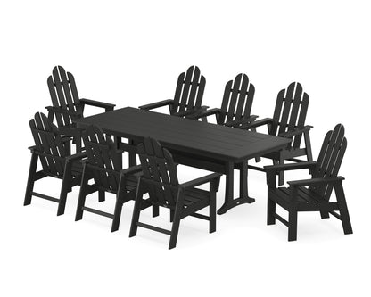 POLYWOOD® Long Island 9-Piece Farmhouse Dining Set with Trestle Legs in Black