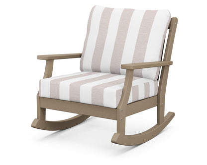 POLYWOOD® Braxton Deep Seating Rocking Chair in Vintage Sahara / Cabana Stripe Dune Burlap