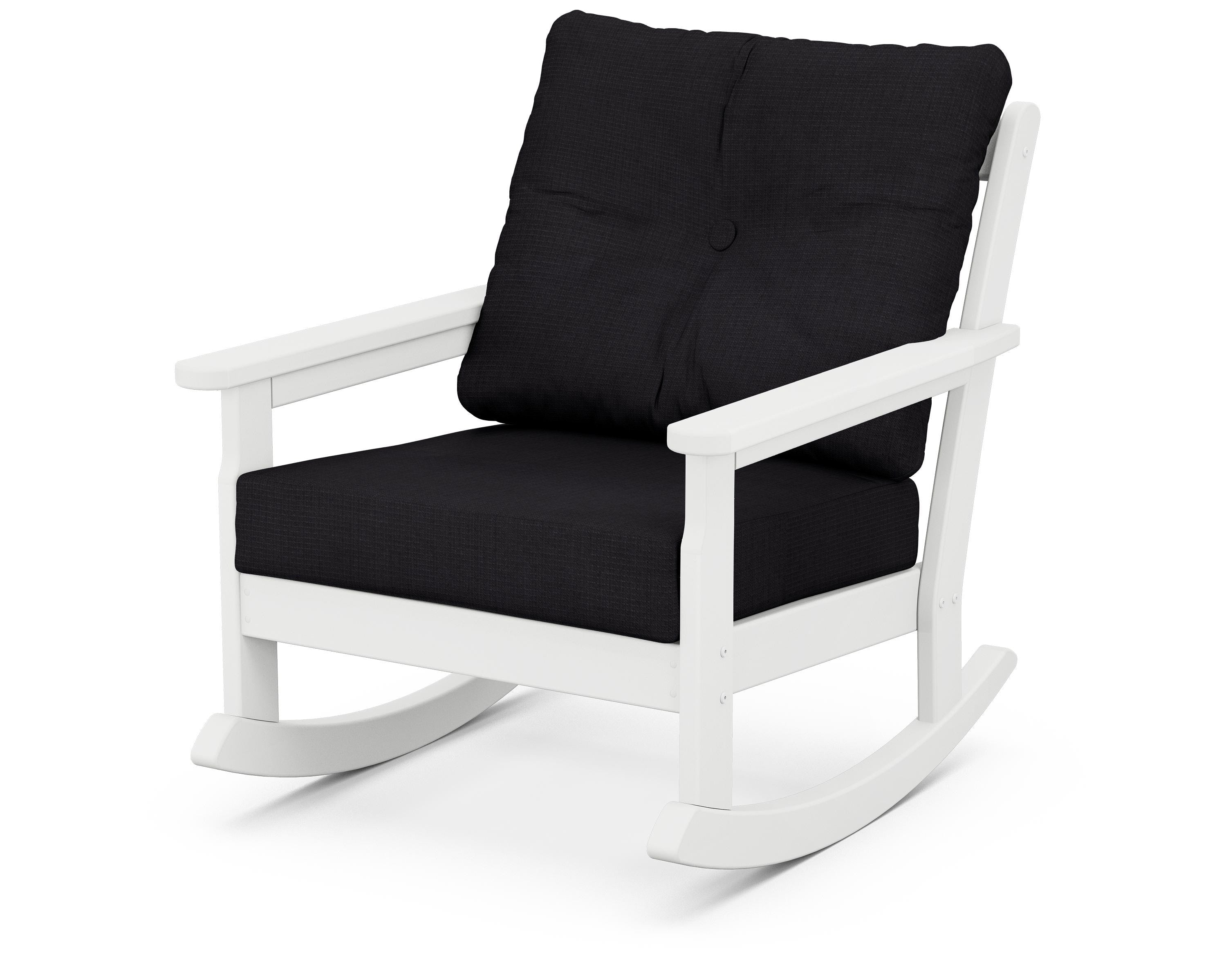 POLYWOOD® Vineyard Deep Seating Rocking Chair in White / Midnight Linen