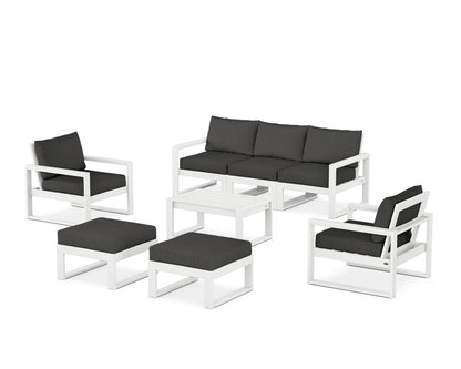 POLYWOOD® EDGE Sectional 8-Piece Lounge Sofa Set in White / Spectrum Carbon