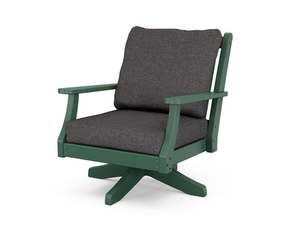 Country Living Wovendale Deep Seating Swivel Chair in Green / Ash Charcoal