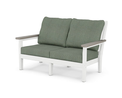 POLYWOOD® Chippendale Deep Seating Loveseat in White / Driftwood / Cast Sage