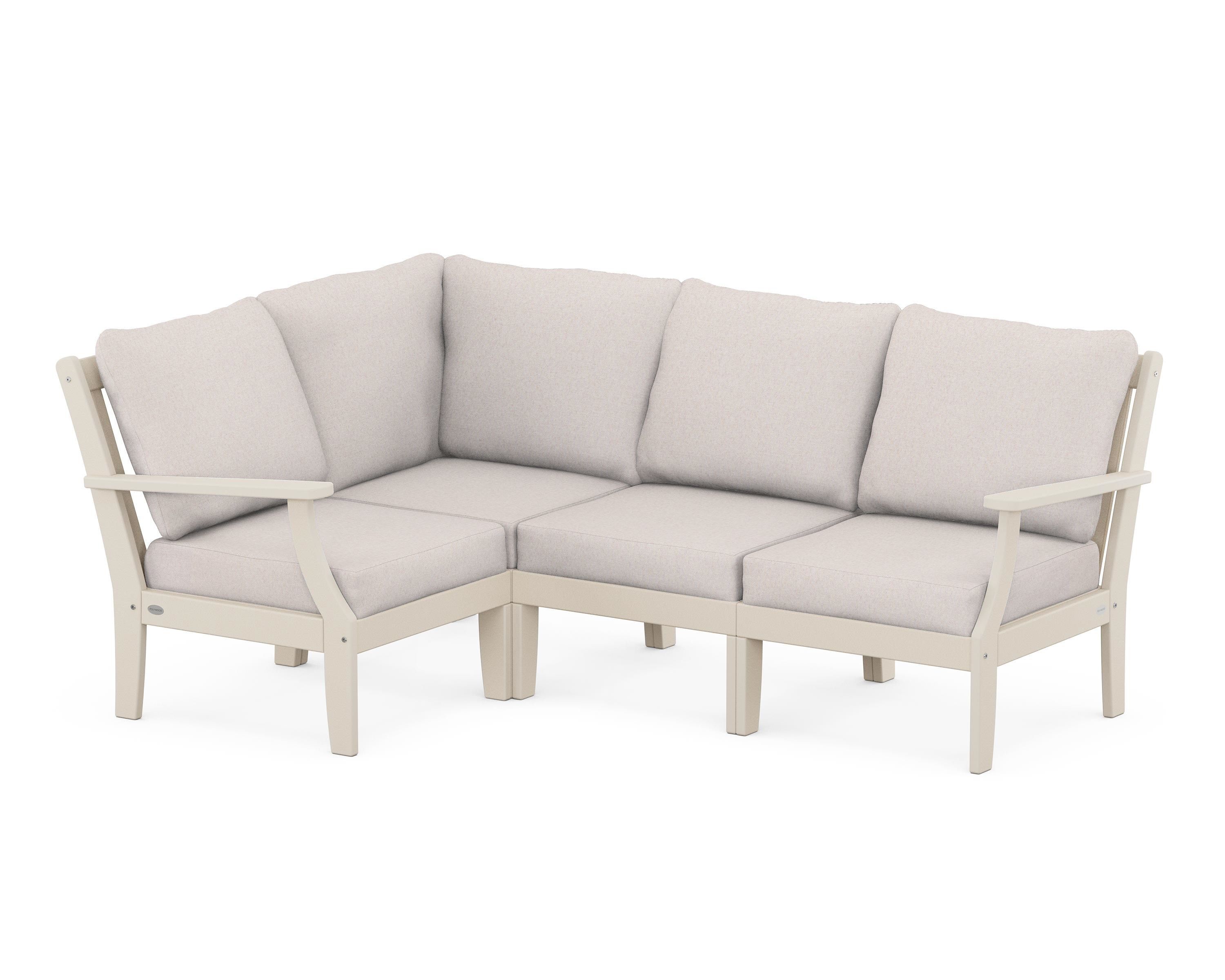POLYWOOD® Braxton Modular 4-Piece Deep Seating Set in Sand / Dune Burlap
