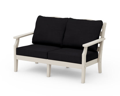 Draper James™ by  POLYWOOD® Savannah Deep Seating Loveseat in Sand / Midnight Linen