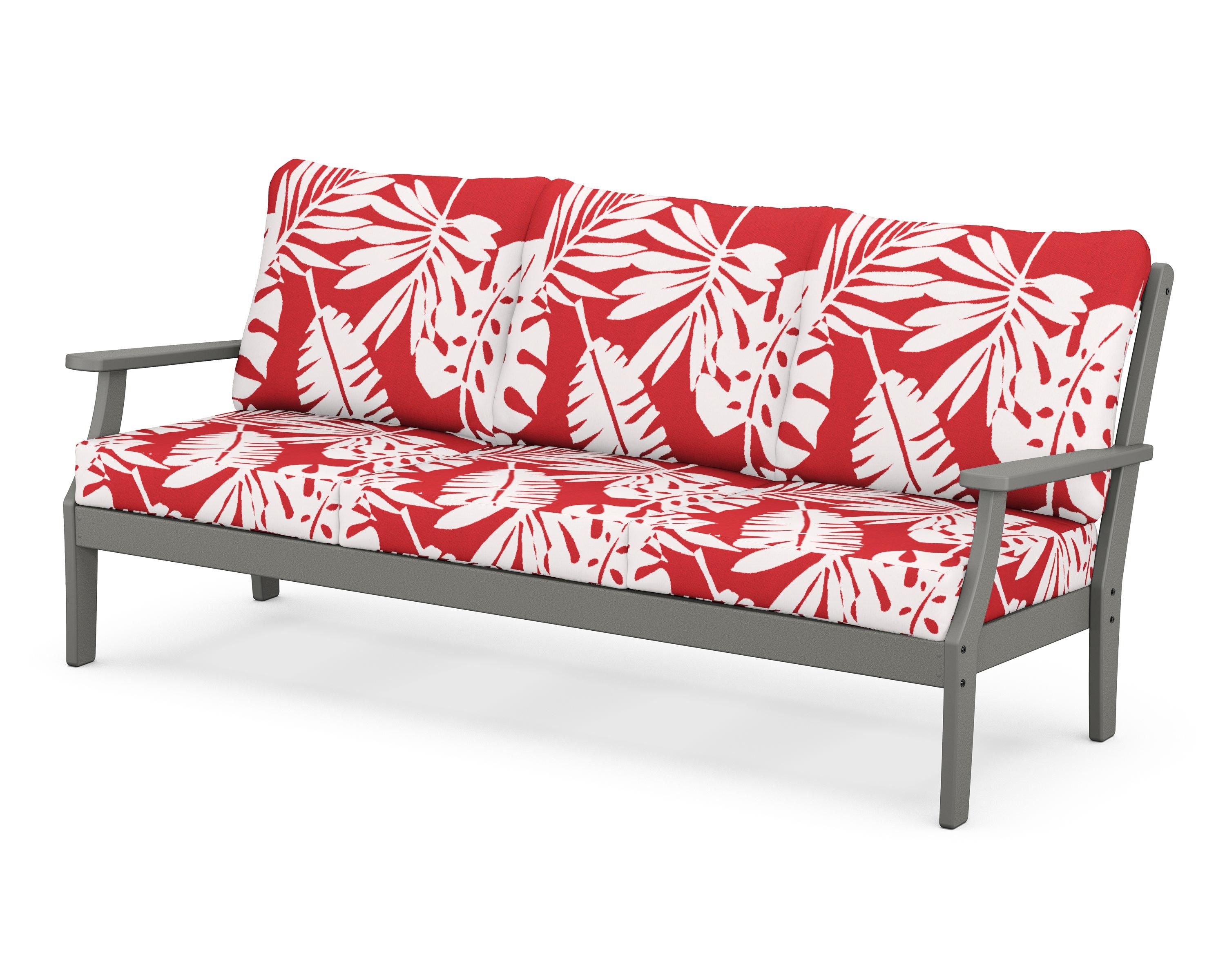 POLYWOOD® Braxton Deep Seating Sofa in Slate Grey / Leaf Crimson